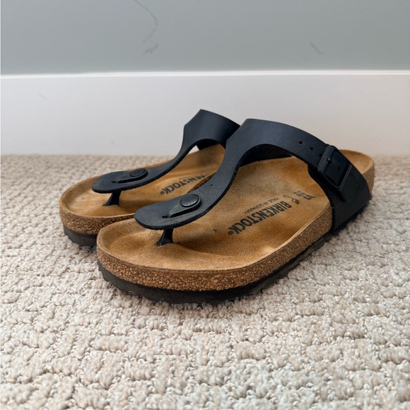 Birkenstock Gizeh Black Thong Sandals Size 37 EU 6-6.5 Women Birko-Flor Cork - Picture 3 of 8